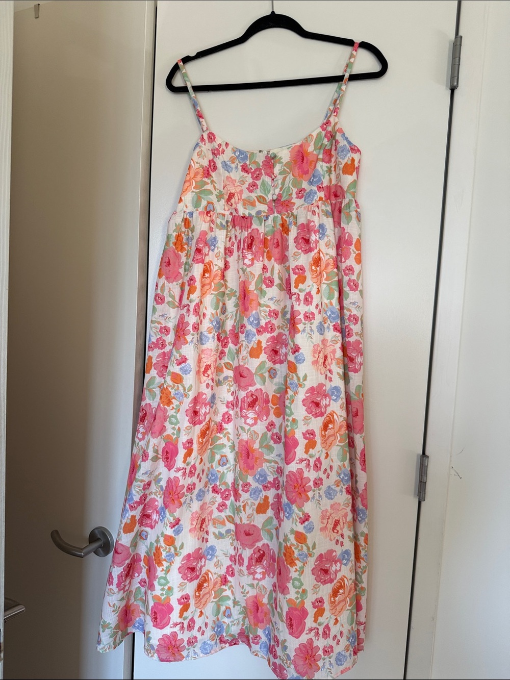 Women’s Pink Floral Maxi Sundress with Spaghetti Straps